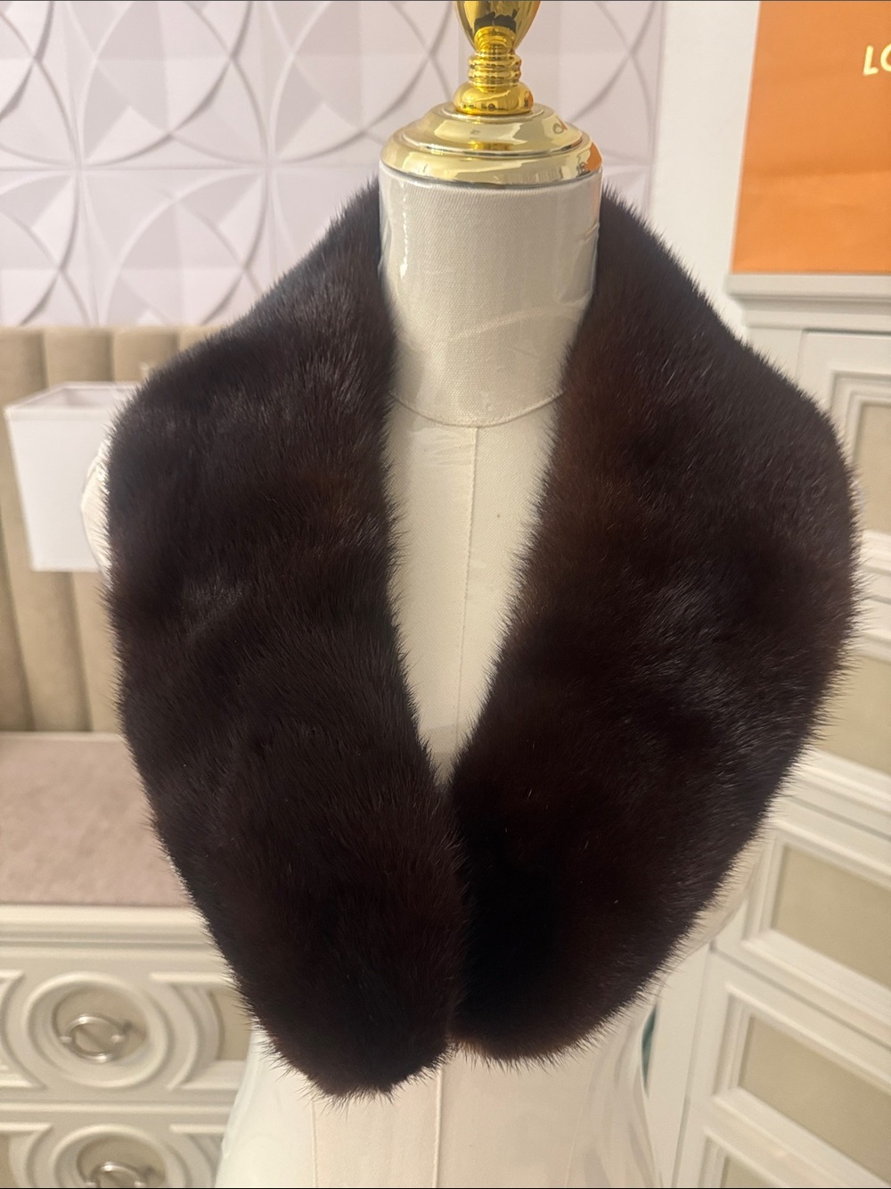 Real mink fur collar clip on
